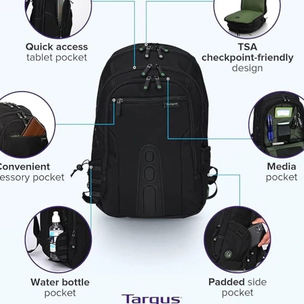 Targus 27L Spruce EcoSmart Travel Laptop Backpack. NWT.